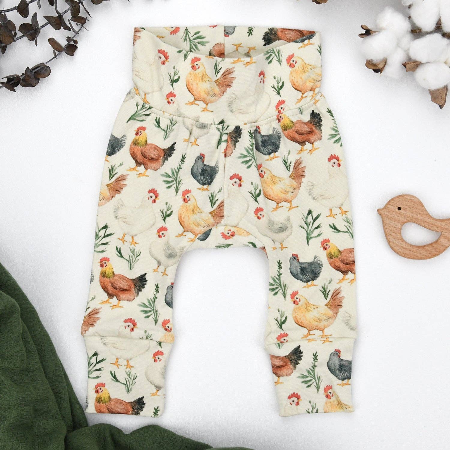 Earthy - Wholesale Pants - Baby - Organic Cotton High Waist Baby Pants, Flax0