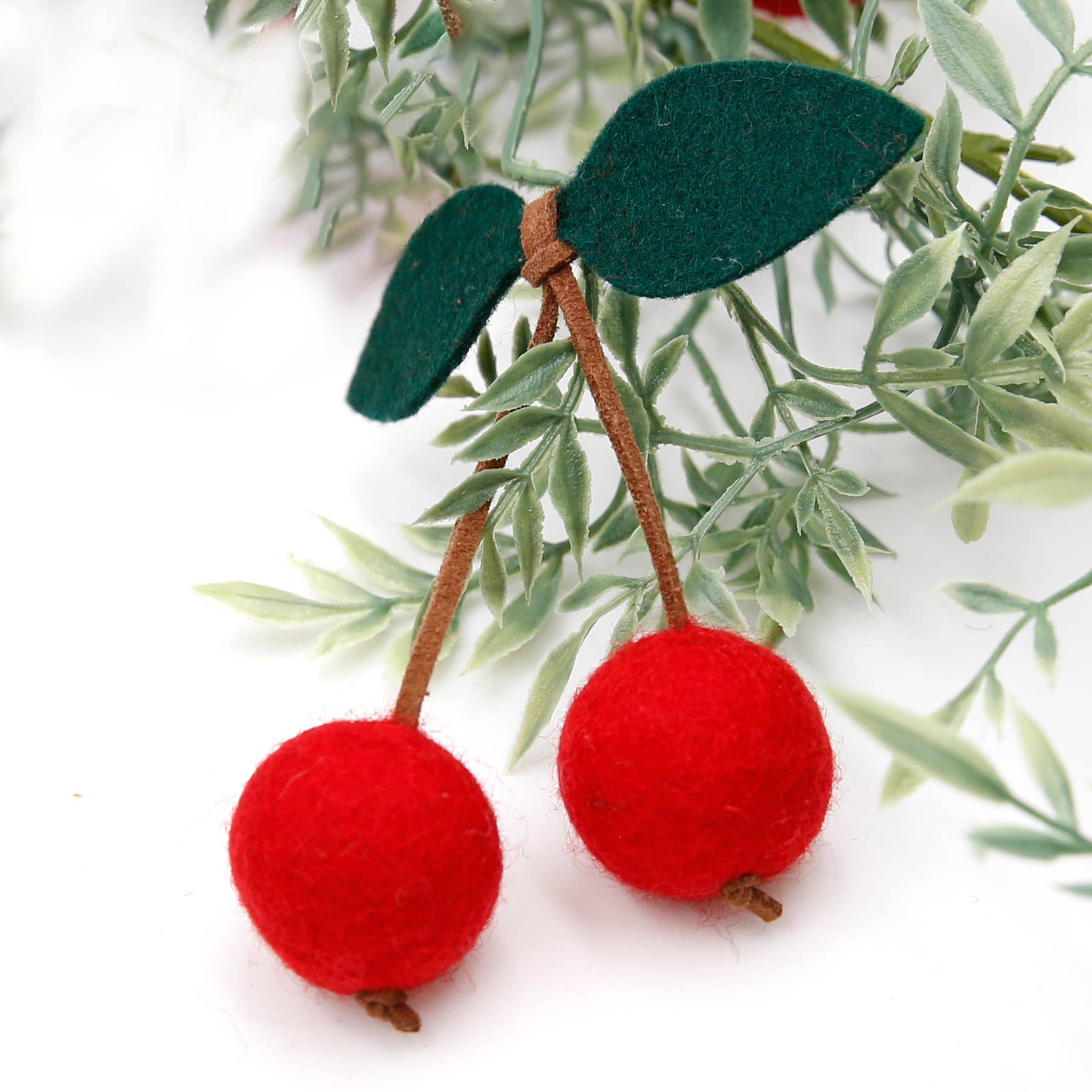 The Felt Pod - Wholesale Ornament - Felt Cherries | Felted Cherry | Felt Shape for Felt Garland 3