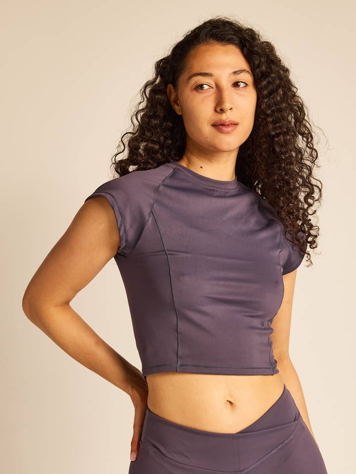 Luxe Compression Cropped Tee for wholesale by LUCKY HONEY