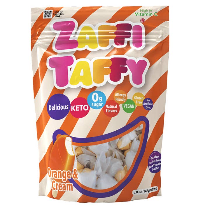 Zaffi® Taffy Zero Sugar Orange Cream for wholesale by Zolli Candy, The Clean Teeth Candy