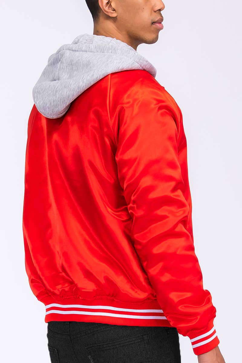 WEIV - Wholesale Bomber Jacket - Men's - Satin Hooded Varsity Bomber Jacket Windbreaker2