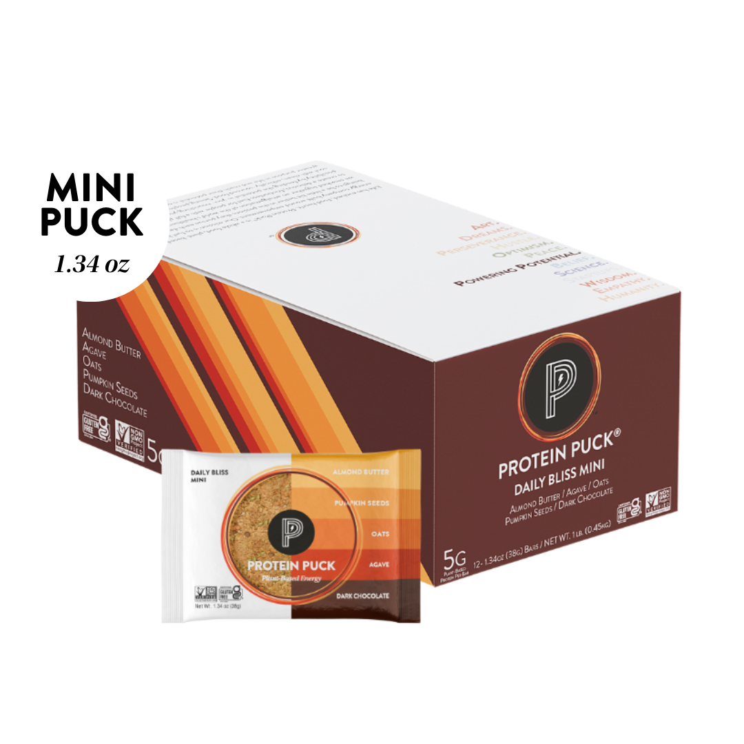 Protein Puck - Wholesale Snack Bar - Daily Bliss Mini (Almond, Dark Chocolate) (12 - 1.34oz Bars)1