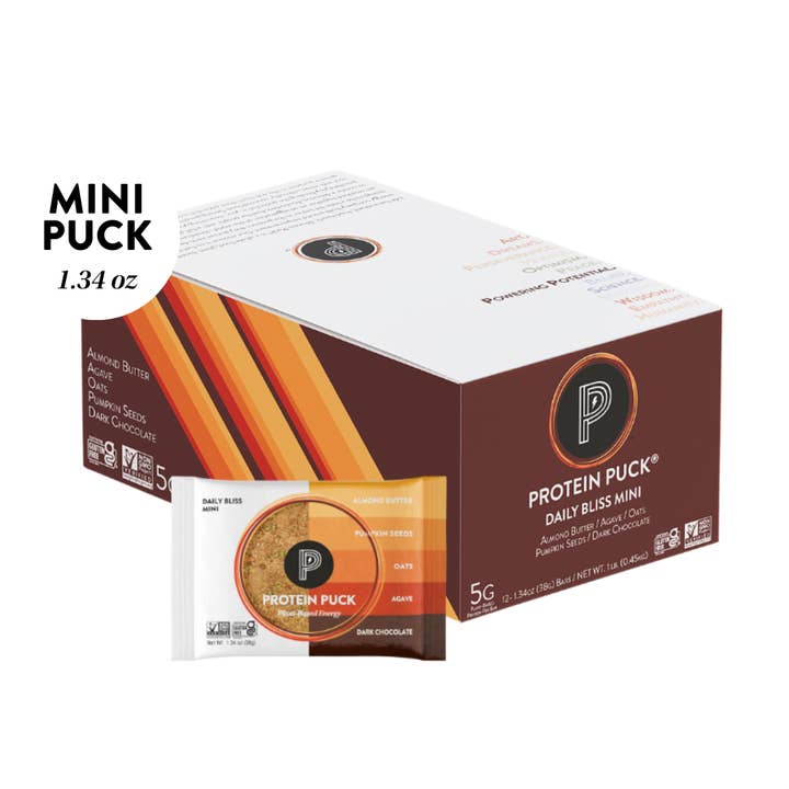 Protein Puck - Wholesale Snack Bar - Daily Bliss Mini (Almond, Dark Chocolate) (12 - 1.34oz Bars)1