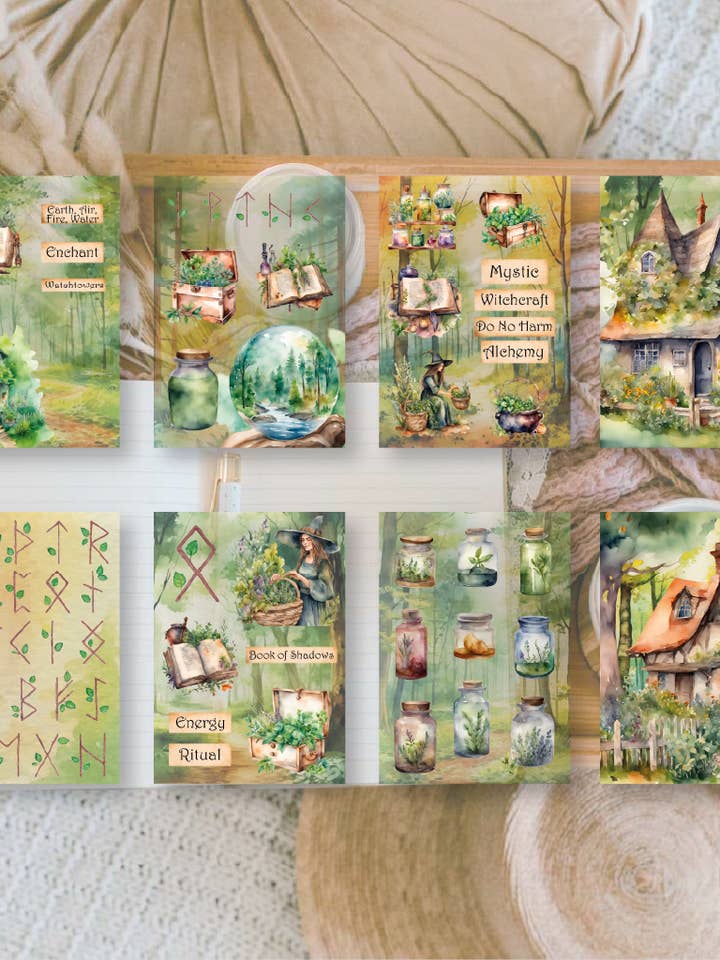 Earth witches Scrap paper | 7,4 x 10,5 cm | 3×8 designs for wholesale by Plan & Plot Studio