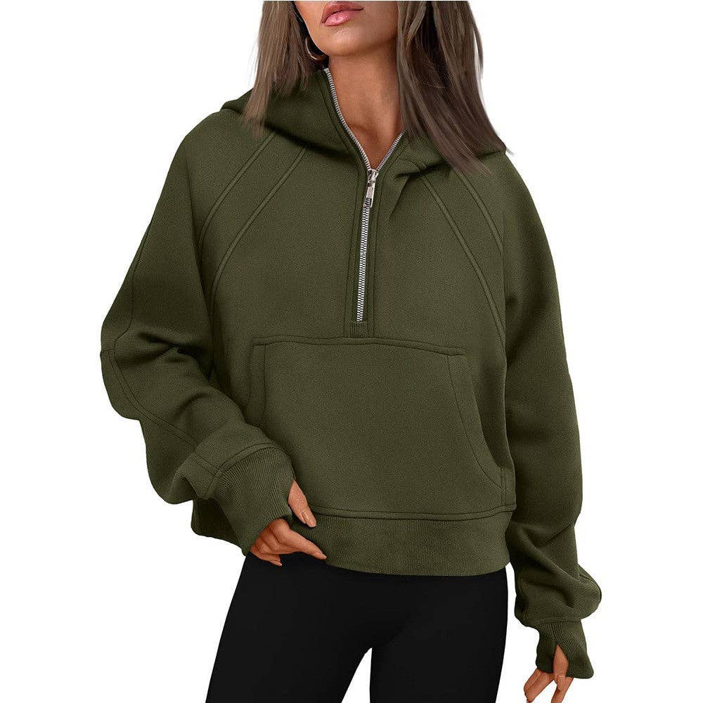Suhkasana - Wholesale Hoodie - Women's - Zip-Up Hoodie Scuba Pullover Cropped Sweatshirt4