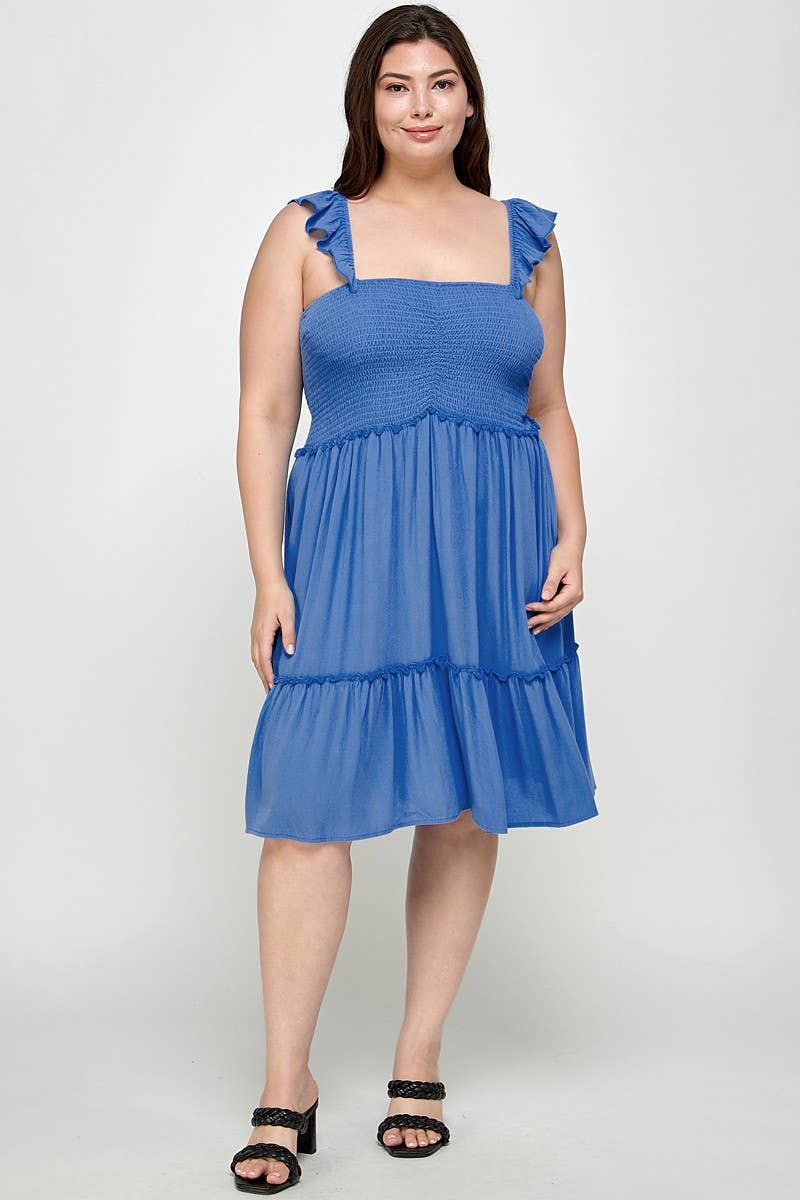 Haute Fox Plus Size & Contemporary - Vente Robe – femme - Robe midi smockée à plusieurs niveaux SS2308P-D8