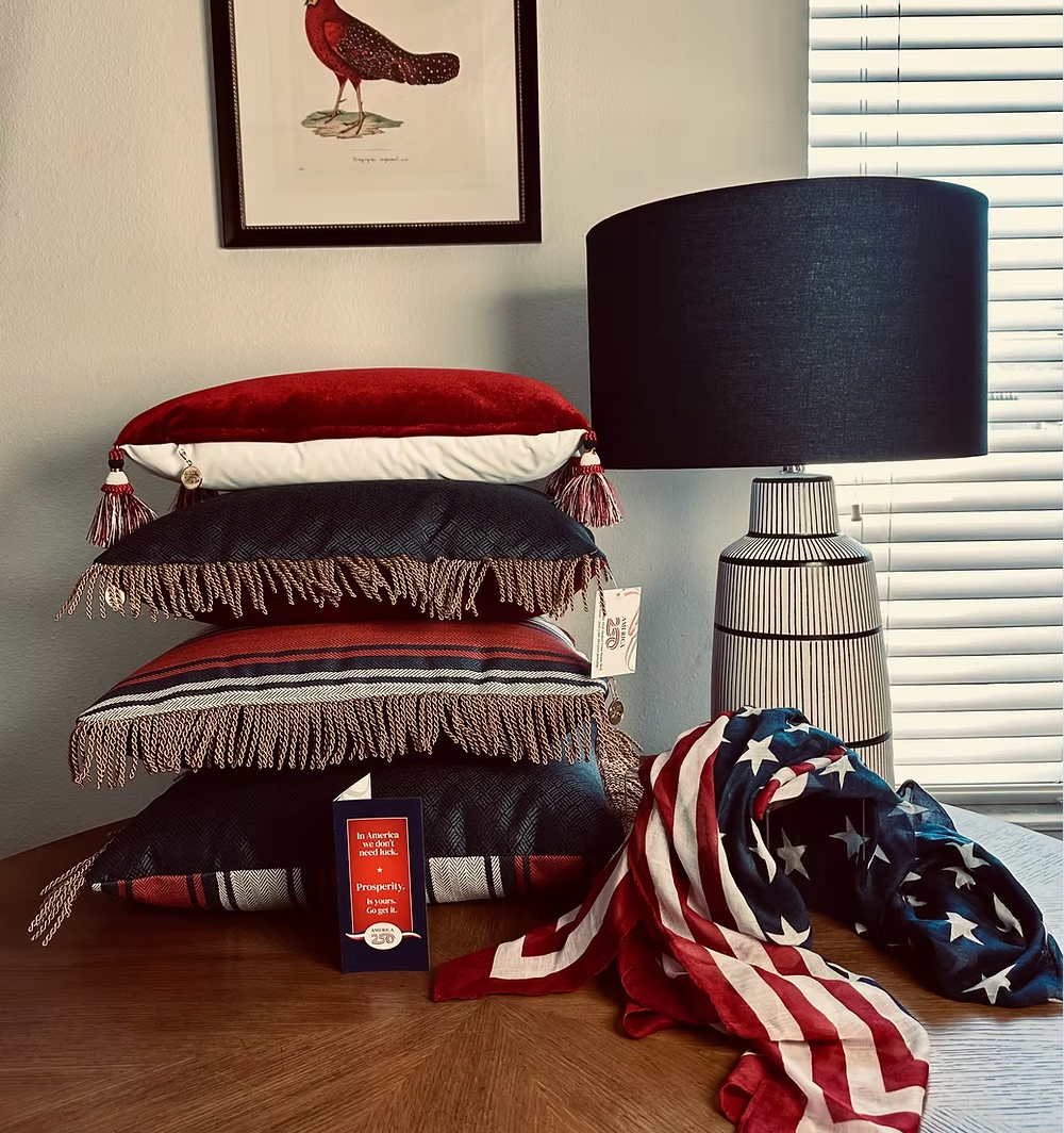 American Prosperity Pillow - America 250 licensee - Wholesale Throw/Decorative Pillow - Liberty Lux American Prosperity Indoor/Outdoor Pillow1