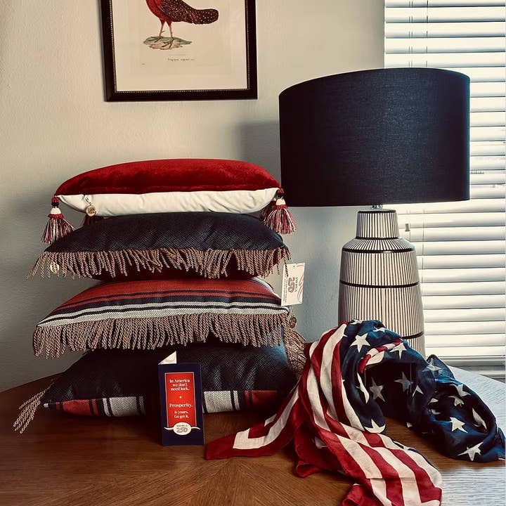 American Prosperity Pillow - America 250 licensee - Wholesale Throw/Decorative Pillow - Liberty Lux American Prosperity Indoor/Outdoor Pillow1