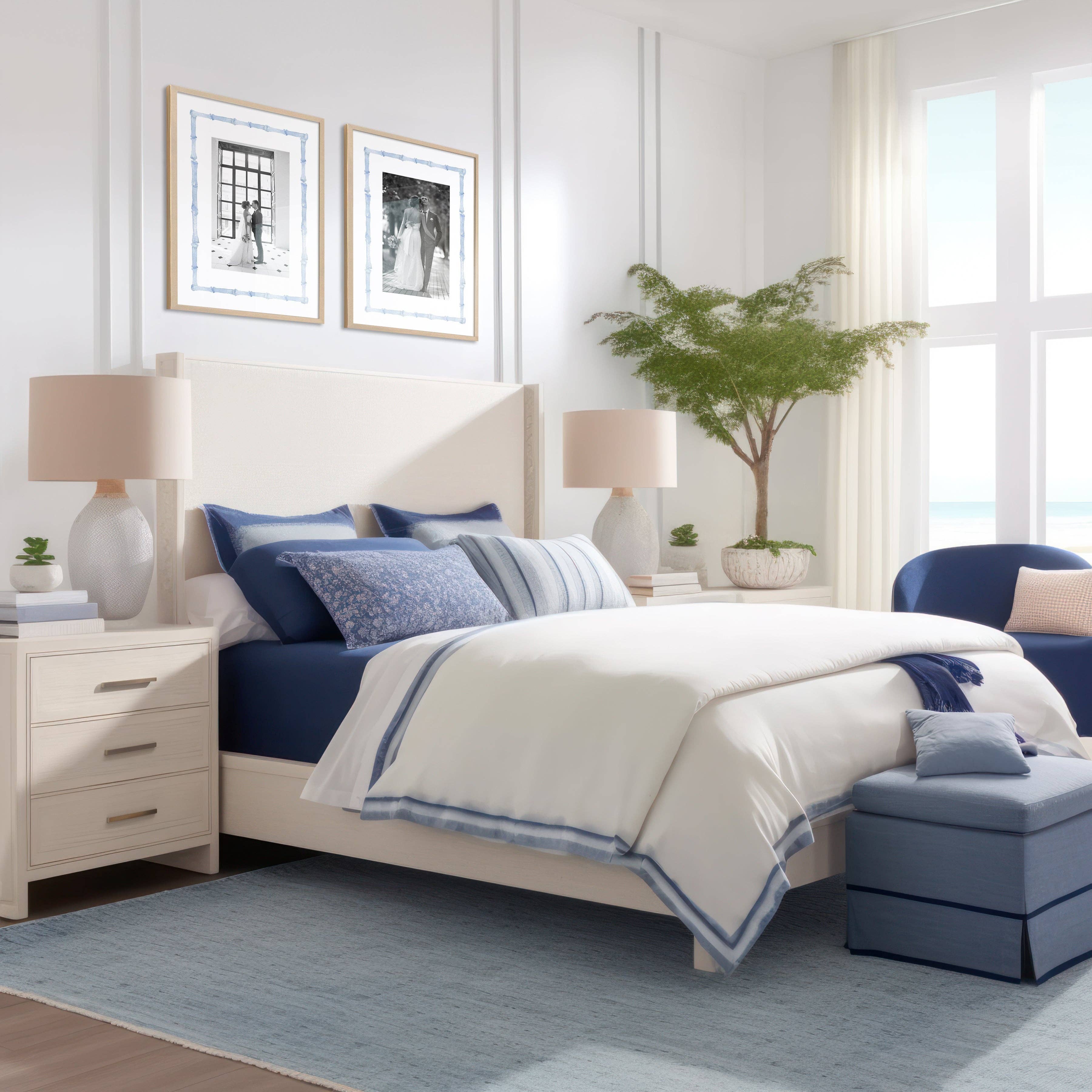 Mat & Ink - Vente Cadres photos - Cadre en Bambou Bleu avec Passe-partout pour Photo2