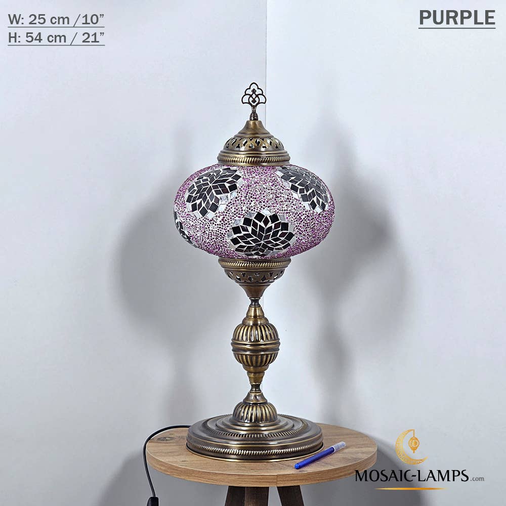 Mosaic Lamps - Wholesale Accent/Desk Lamp - 10+ Colors - Turkish Mosaic X Large Globe Table Lamp, Marrak62