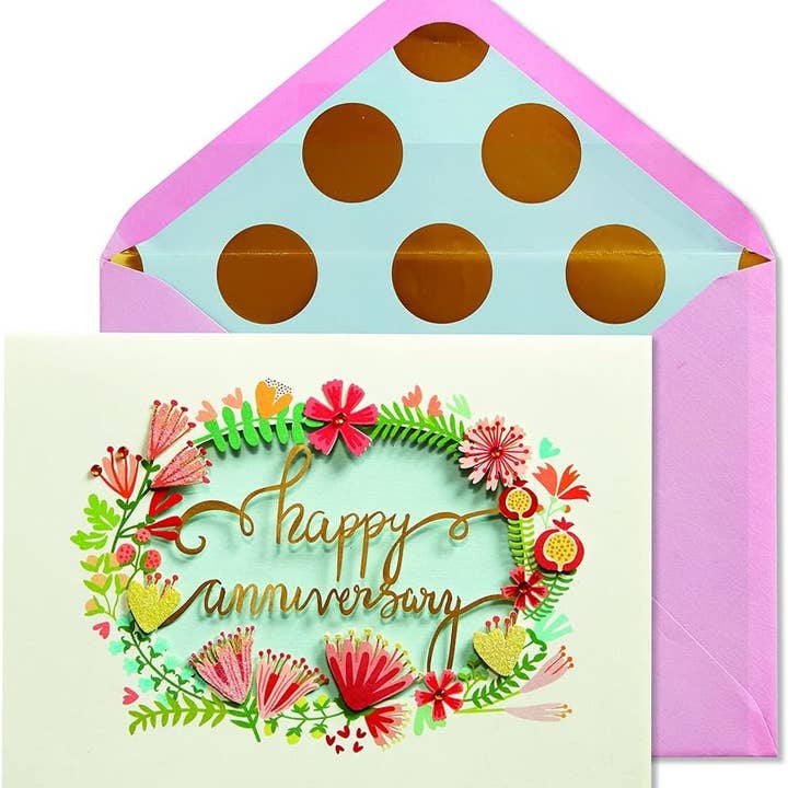 Lyserød blomsterkrans jubilæumskort for engroshandel hos NIQUEA.D