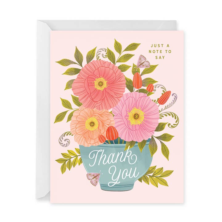 Happy Floral Thank You Card for wholesale by Paper Raven Co.