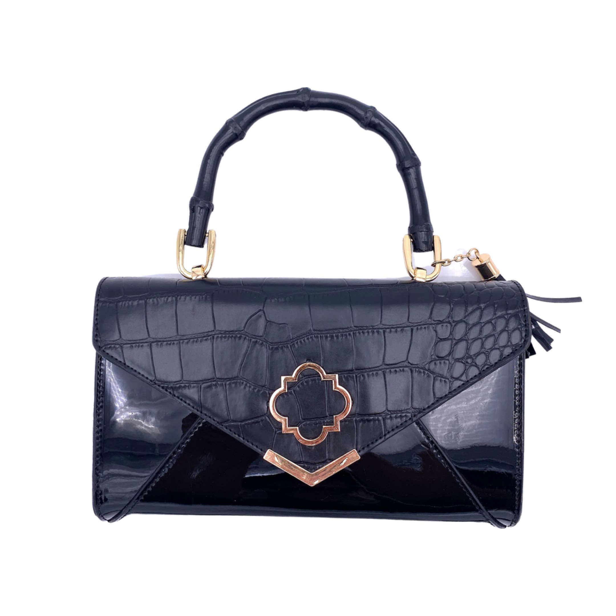 Darling and Company - Wholesale Top Handle Bag - Women's - Rowan Bag in Black Croc