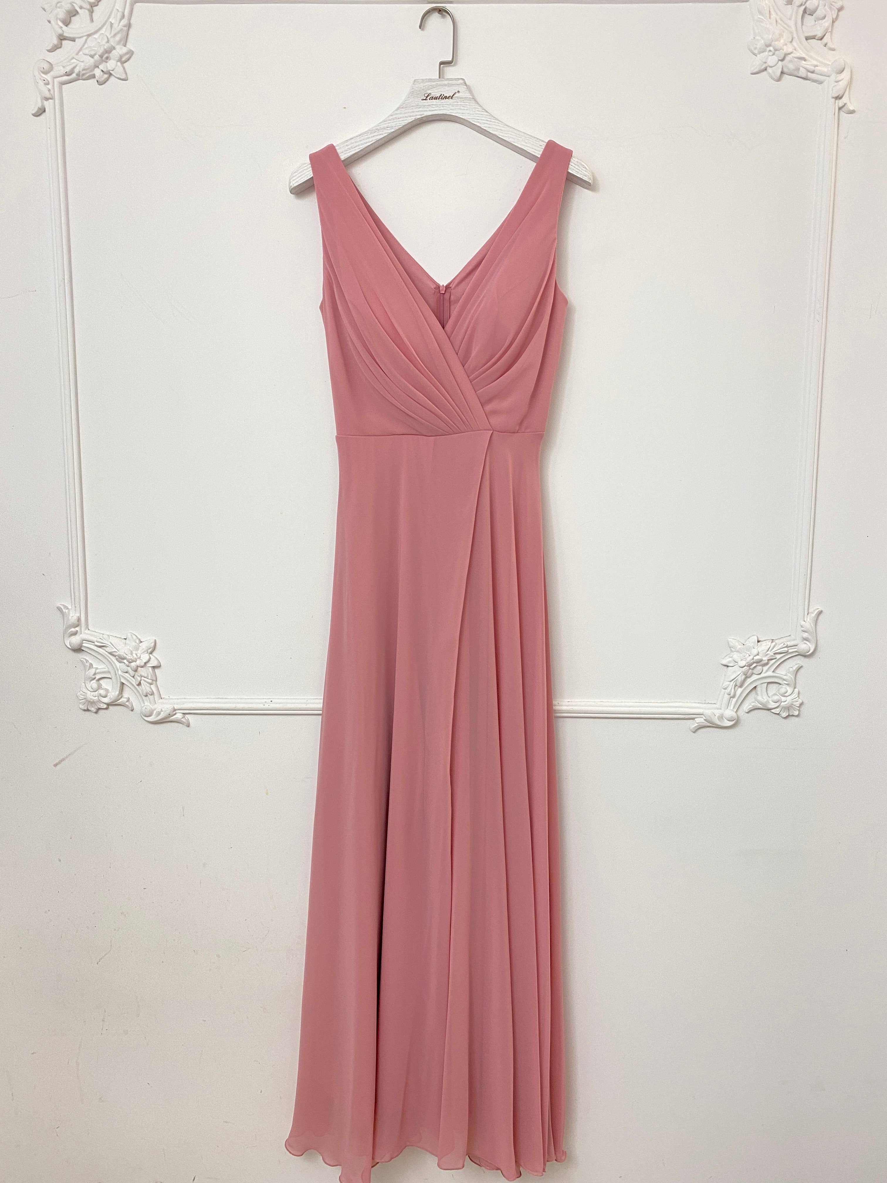 Lautinel – Vestido comprido - Mulher por atacado – Vestido Longo Plus Size com Decote V e Fenda R1868G8