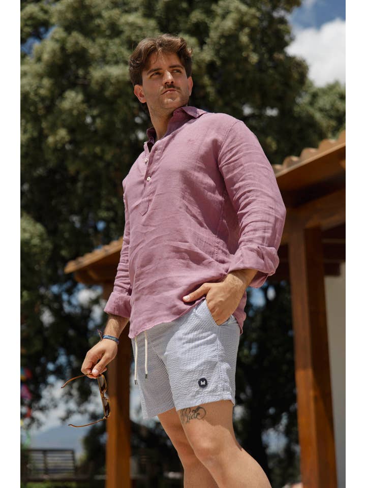 Custi Mikelo: Men's Clothing & Christmas Gifts - Wholesale Swim Shorts - Men's - Navy Seersucker Swimsuit2