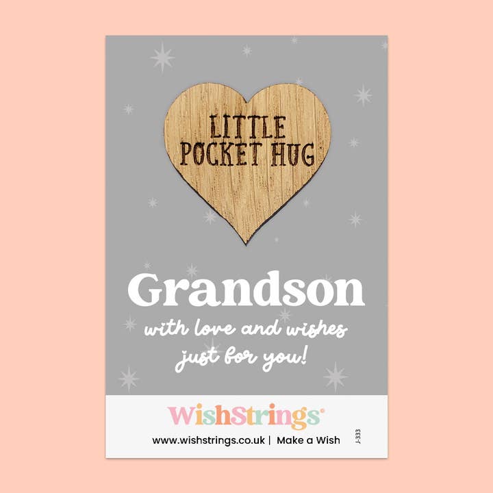 Grandson - Jeton de poche en chêne pour câlin | J333 pour la vente par WishStrings