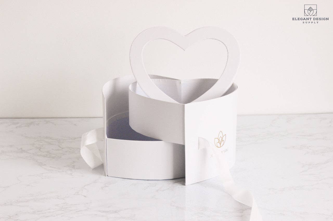Elegant Design Supply - Vente Coffrets cadeaux - Boîte à fleurs cœur à deux étages avec couvercle transparent10