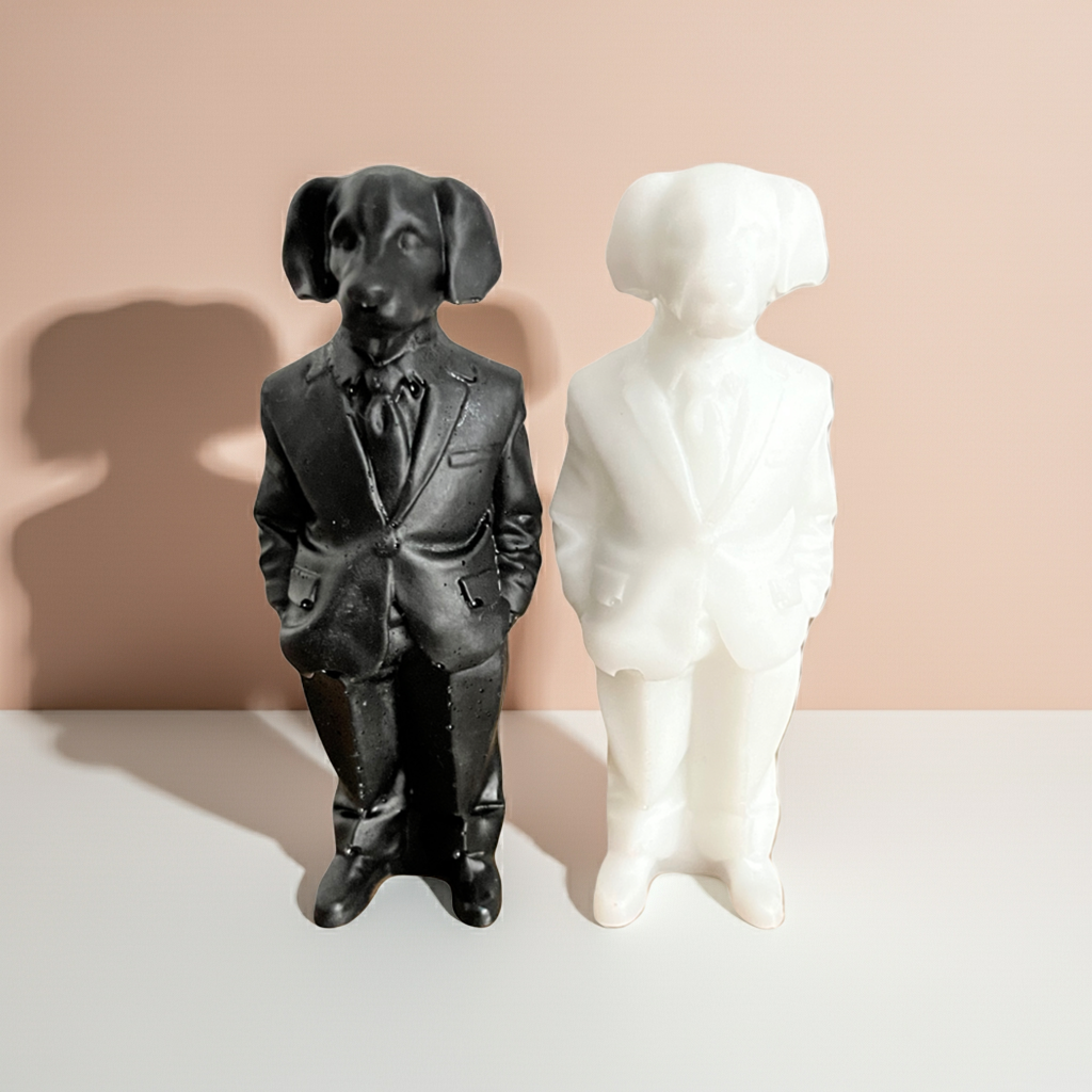 Face It Home Decor – wholesale Decorative figurine – Handmade Resin Suited Dog Figurine Ornaments Black and White1