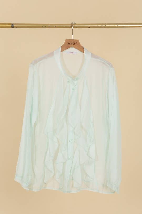 NAÏS PARIS – Engroshandel Bluse - Dame – Skjorte med knapper og flæser over brystet4