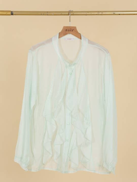 NAÏS PARIS – Engroshandel Bluse - Dame – Skjorte med knapper og flæser over brystet4