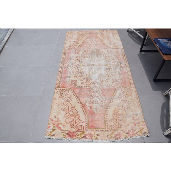 3,6x7,4 ft Turkse Vintage Vloerkleed, Vloerkleed, Roze Gestreept Vloerkleed voor wholesale door The Loom Wholesale