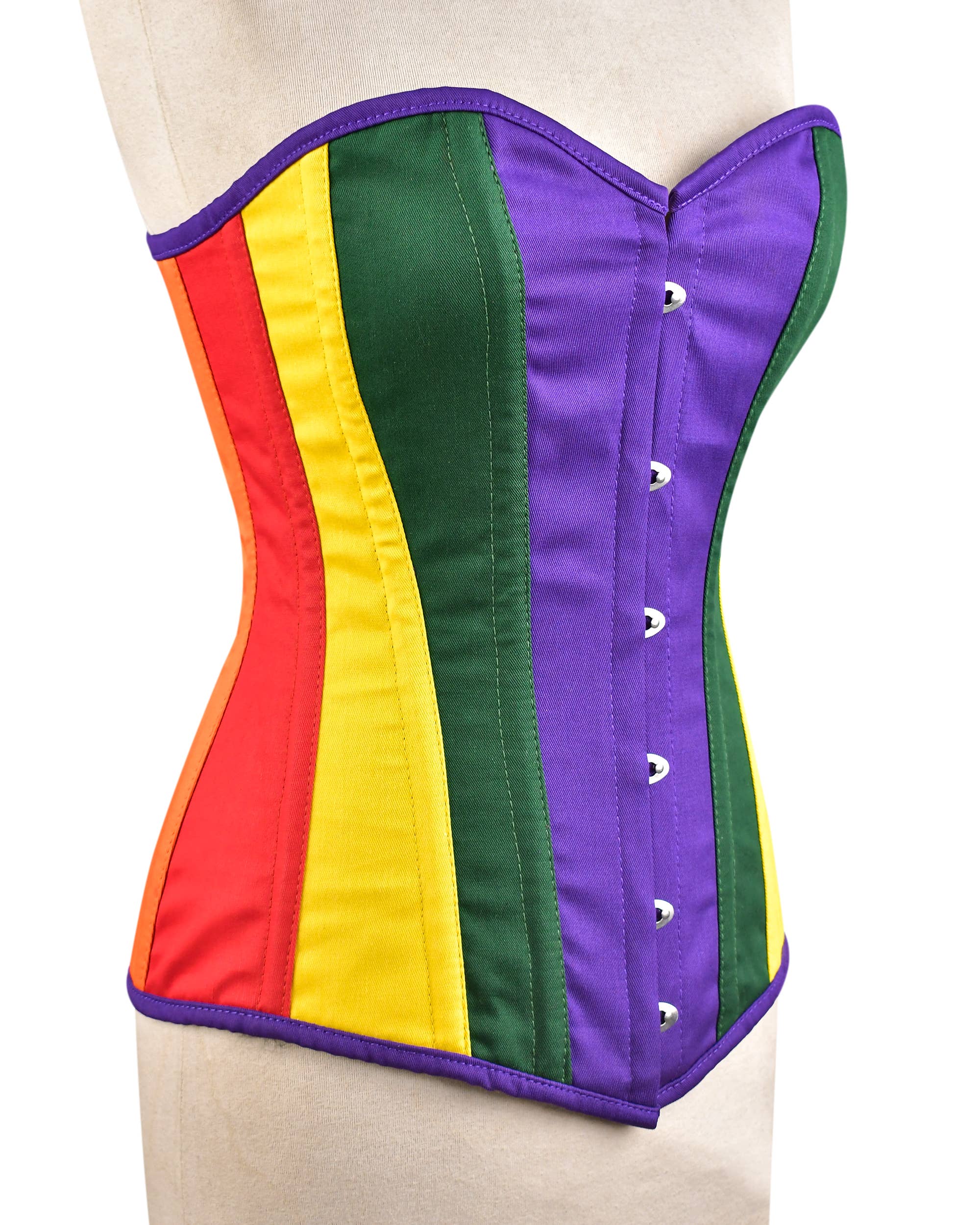 Arcobaleno Corsetto Medievale Artigianale Unico con Stecche in Acciaio e Chiusura Frontale a Busk in vendita all'ingrosso su Faire0