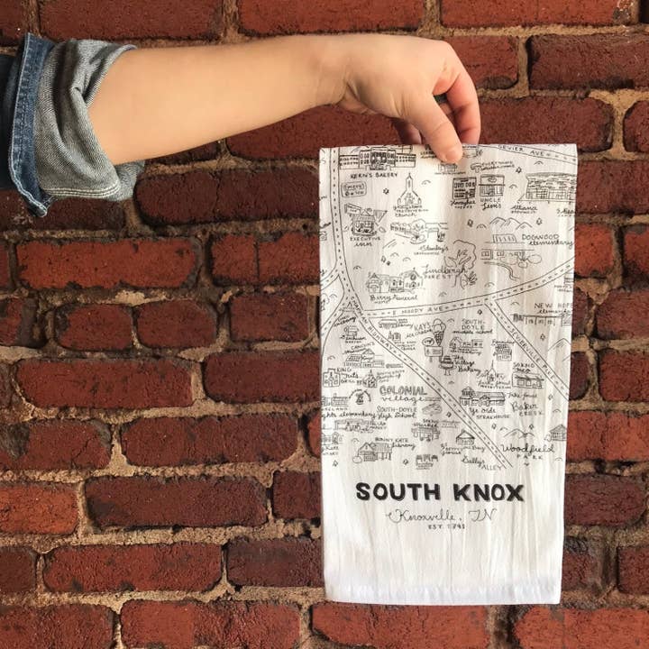 South Knoxville Tea Towel for wholesale by Paris Woodhull Illustrations