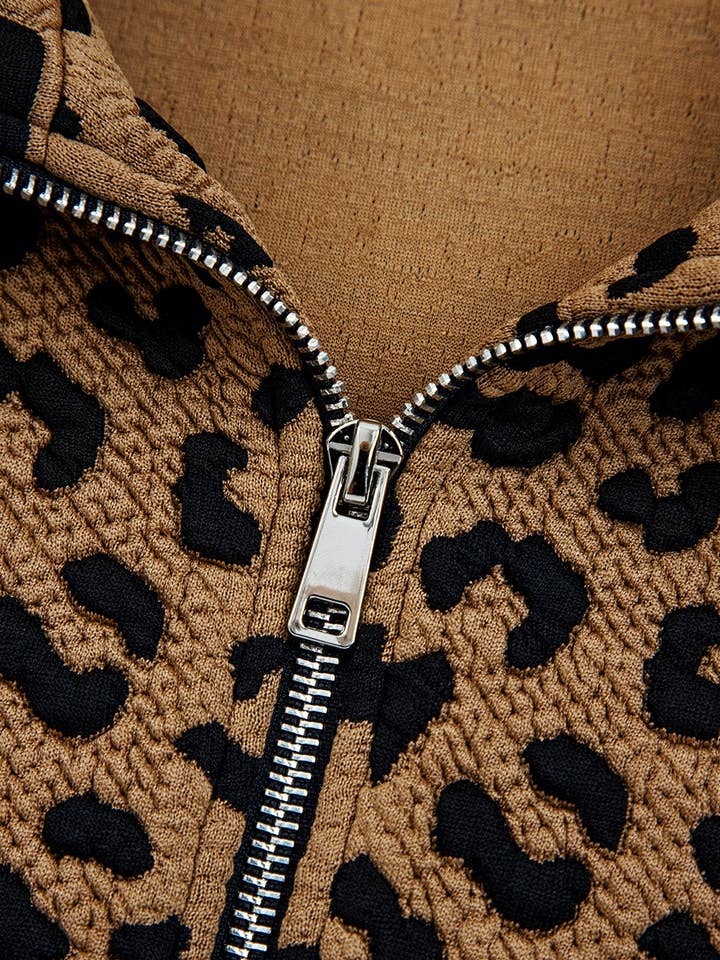 Brown Ava Print Quarter Zip Sweatshirt for wholesale on Faire8