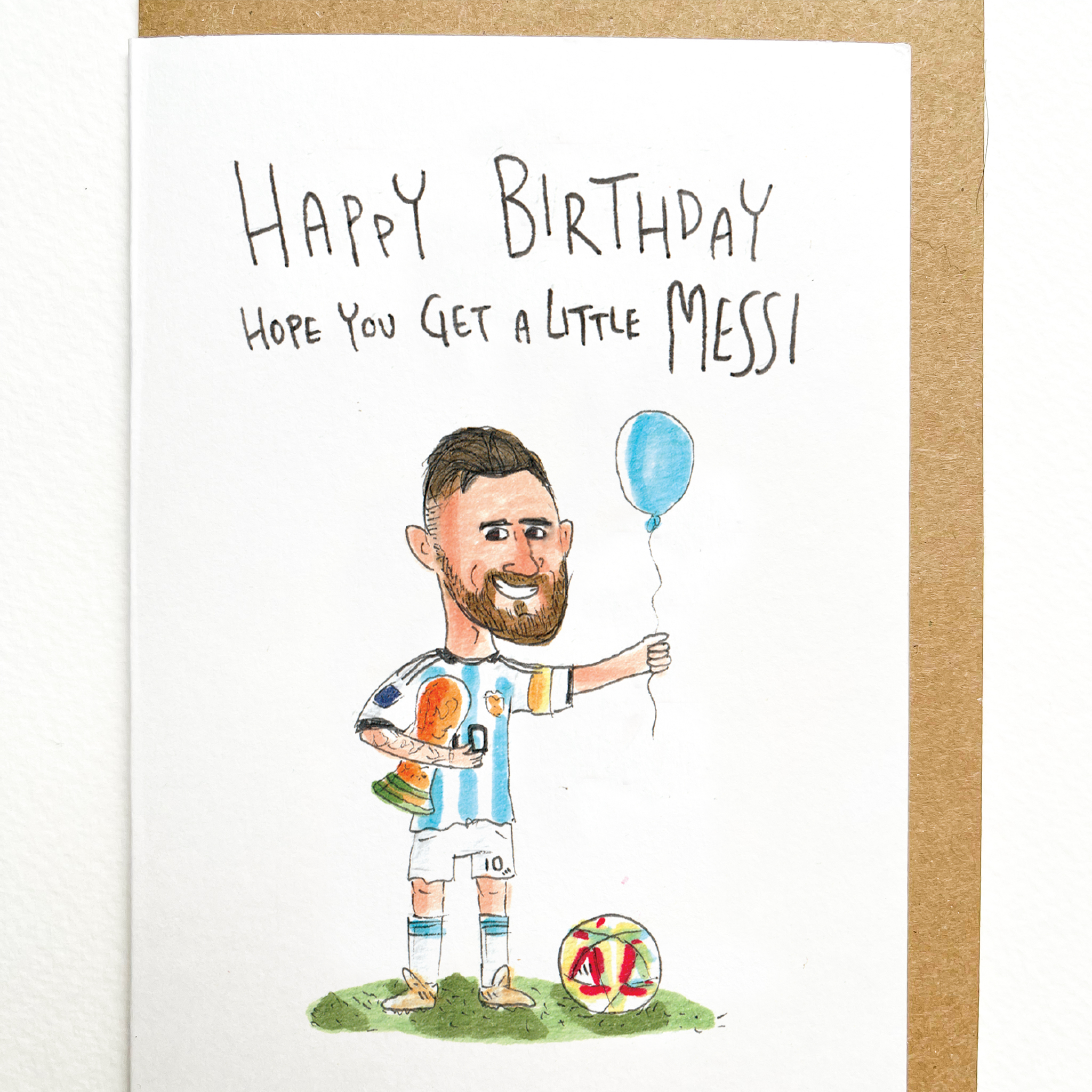 Well Drawn – Engroshandel Fødselsdagskort – Tillykke med fødselsdagen, håber du får lidt Messi1