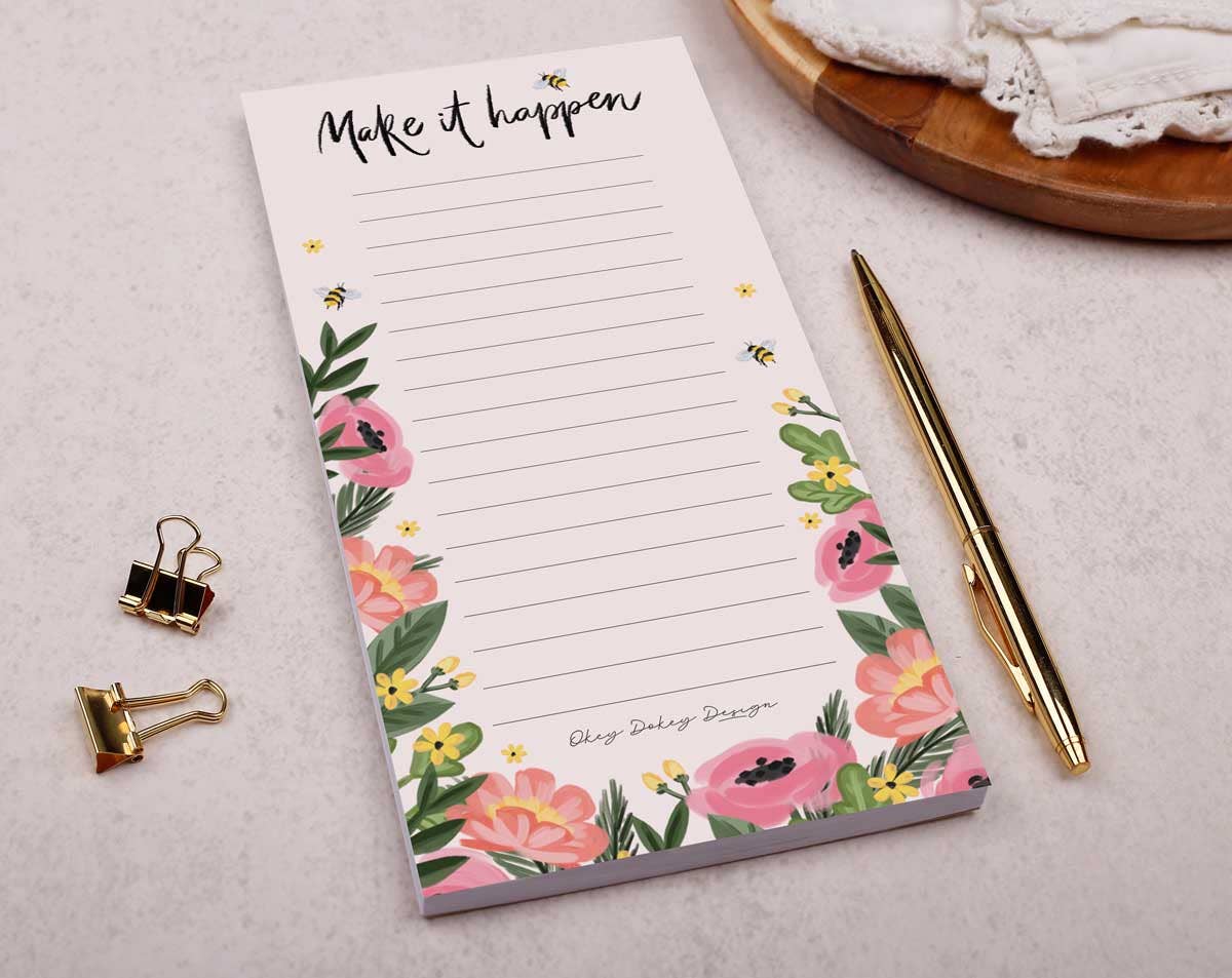 Making Meadows Ltd – wholesale Notepad – Desk Pad | To Do List | Stationery | Flower and Bee Notepad1