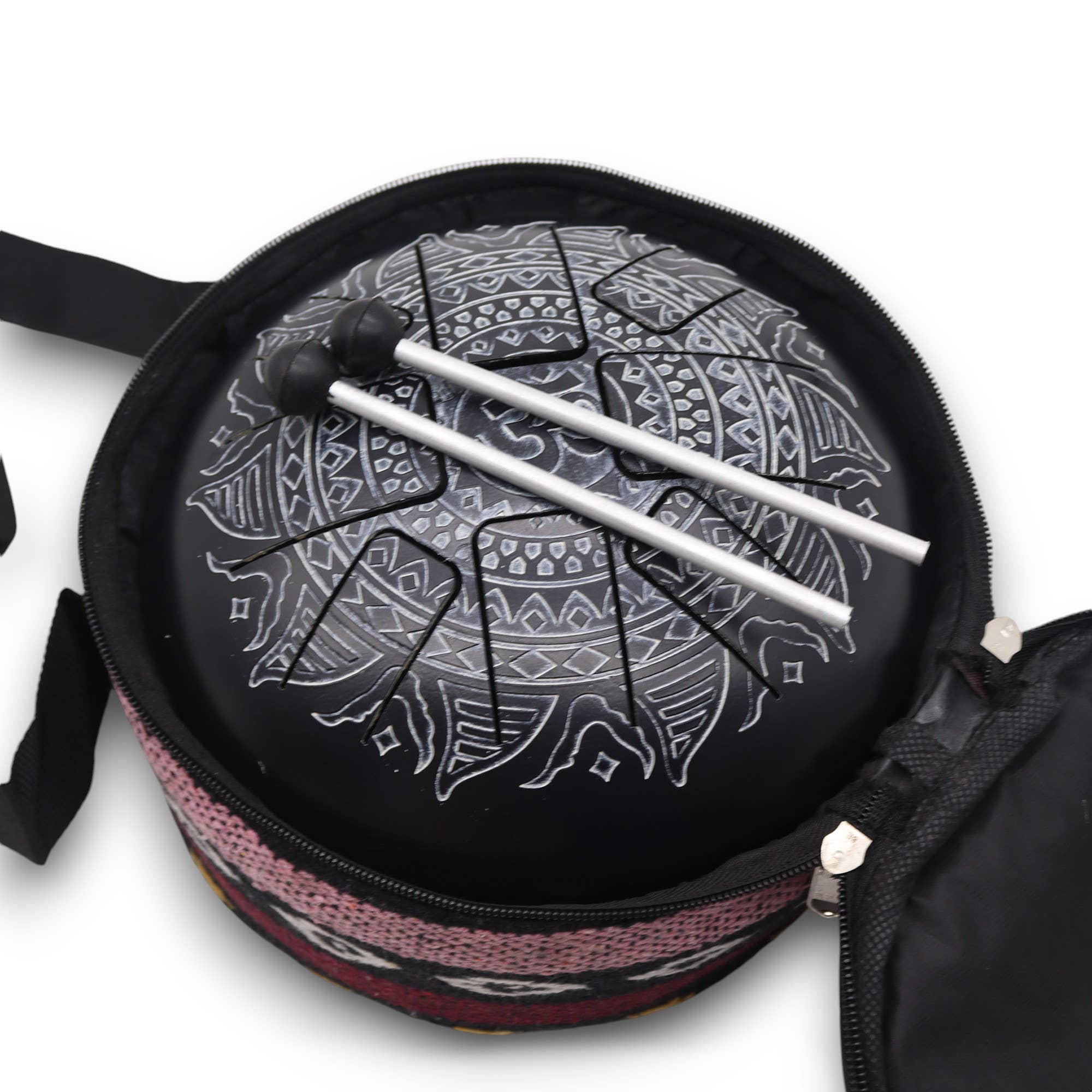 Ancient Wisdom - Wholesale Musical Instrument - Large Steel Tongue Drum Om Mandala Engraved- 22x18cm2