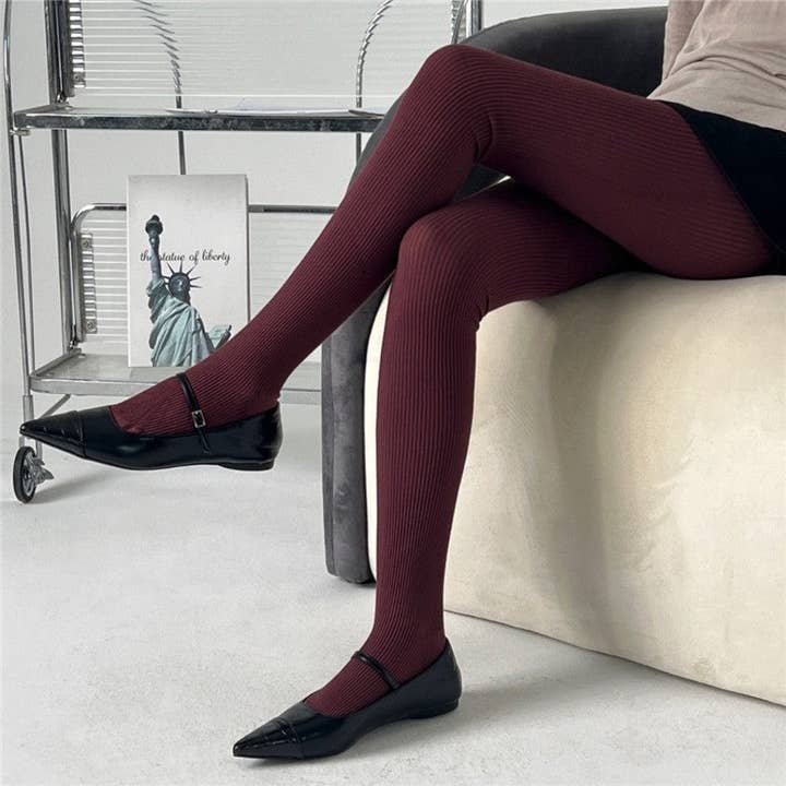 FurDecoration - Wholesale Fashion Leggings - Women's - Thick Striped Vertical Letter Print Leggings5