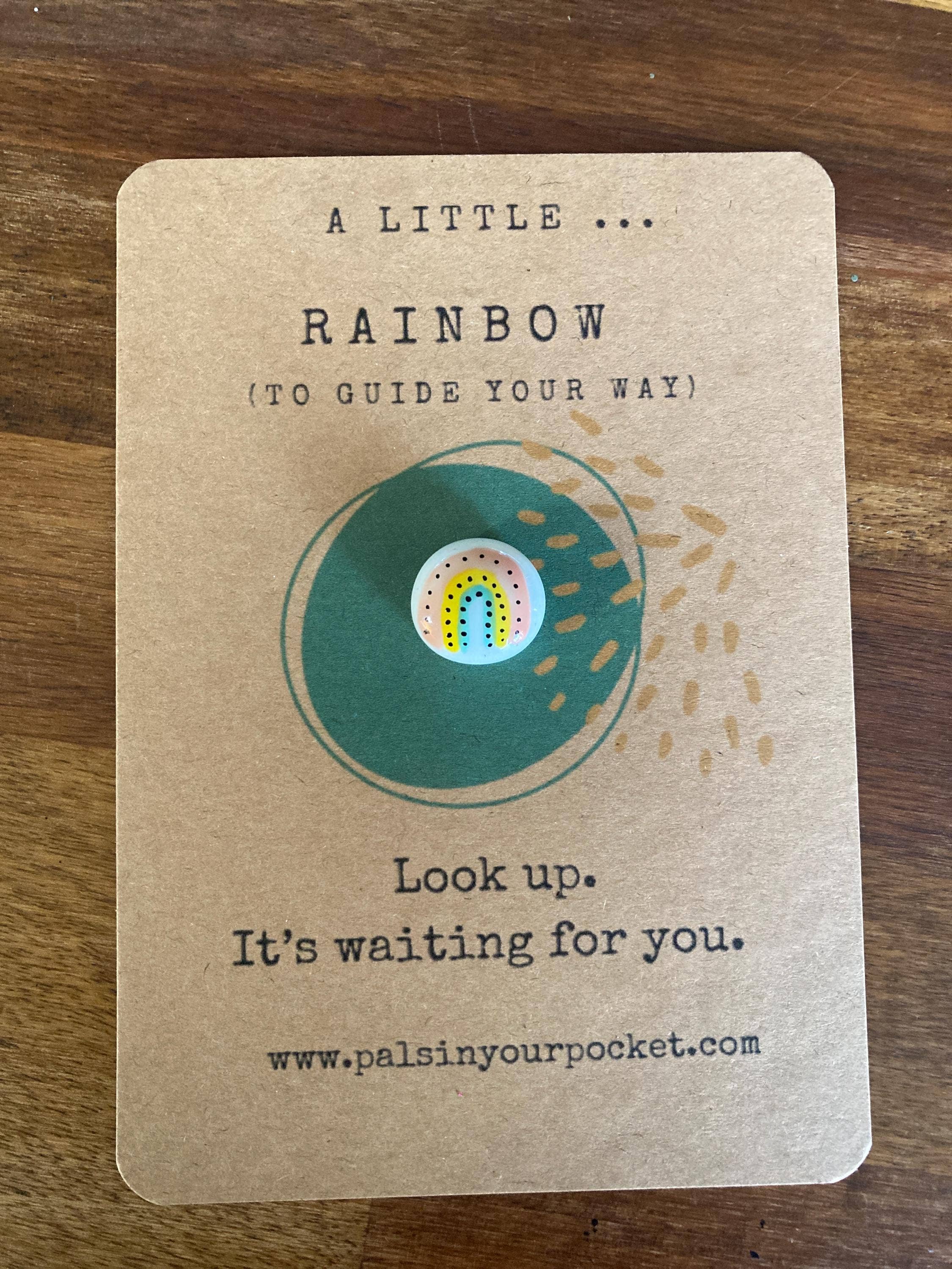 Pals in your Pocket - Vendita all'ingrosso Moneta/gettone ricordo - Abbraccio Tascabile di Positività Arcobaleno & Pietra Portafortuna Antistress1