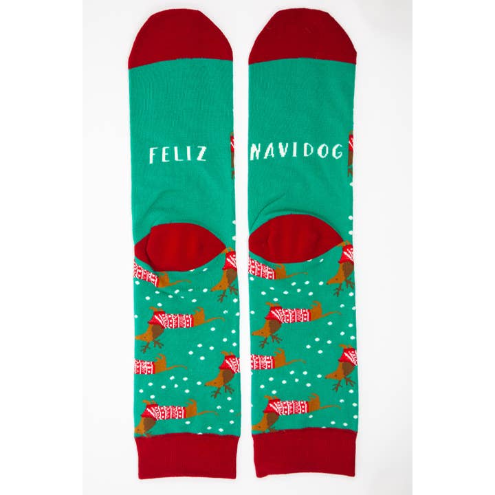 Woven Pear - Wholesale Socks - Unisex - Crew Socks, Feliz Navidog1