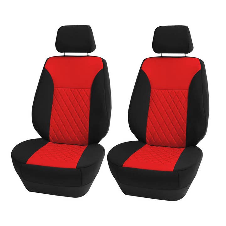Ultraflex Neoprene Diamond Patterned Seat Covers - Front Set Red for wholesale by FH GROUP
