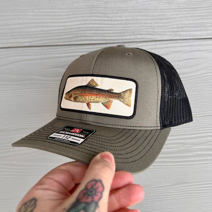 208 Tees - Wholesale Trucker Hat - Men's - Rainbow Trout Fishing Hat - Richardson Loden Green/Black
