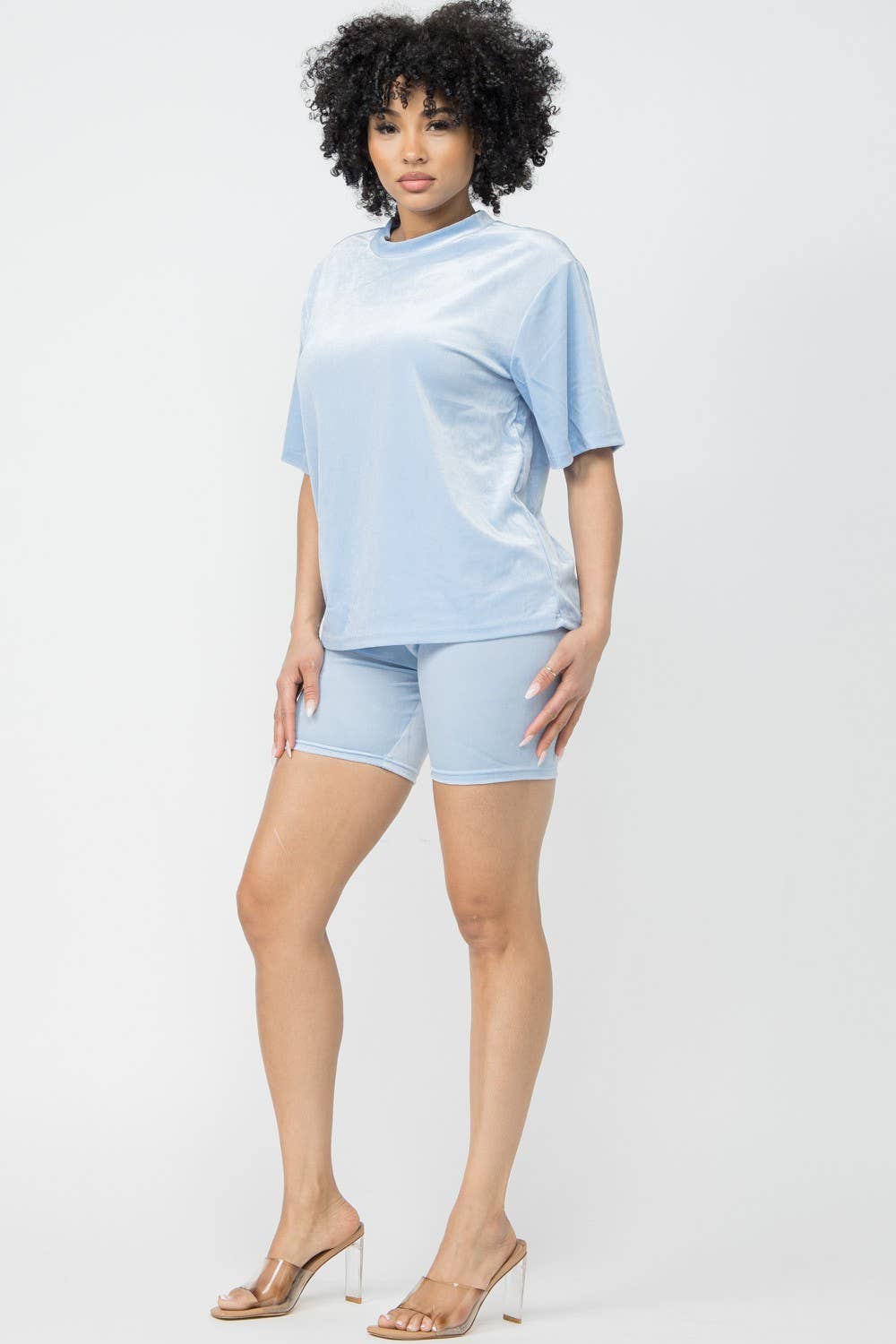 Boswell - Wholesale Top & Short Set (NOT Loungewear) - Women's - Velvet Short Set With Short Sleeve Top4