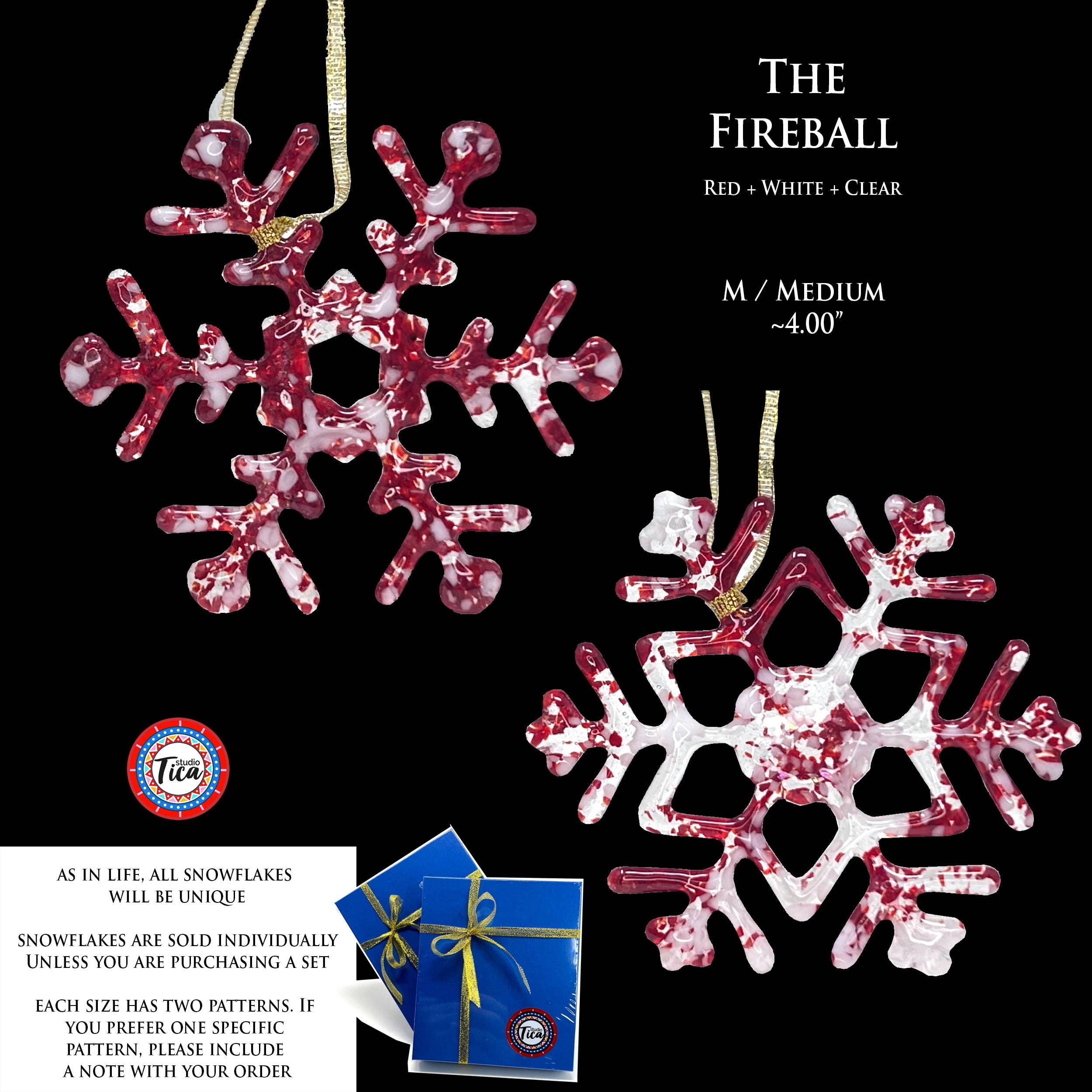 studioTica - Wholesale Ornament - Handmade Glass Snowflake - Fireball18