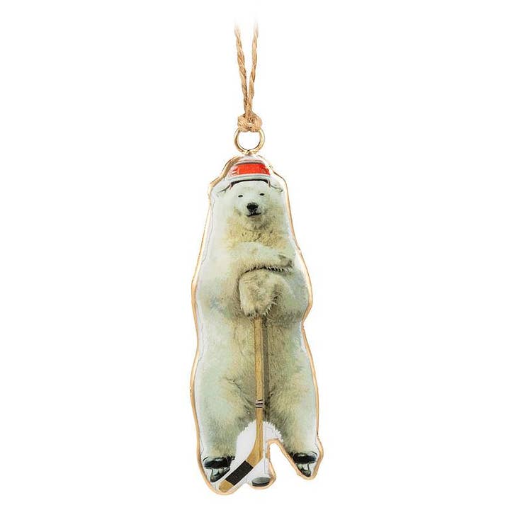 Skating Polar Bear Ornament-4"H for wholesale by Abbott