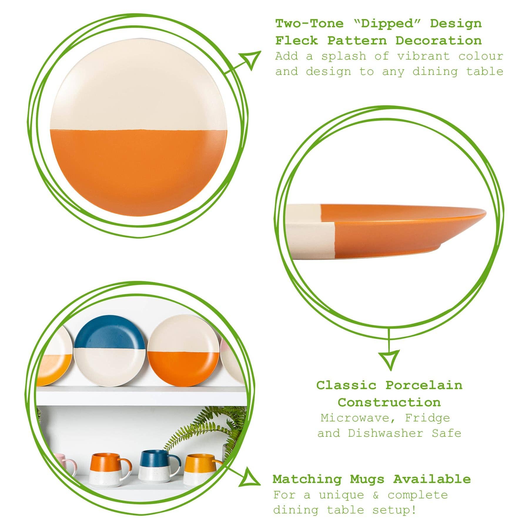 Rinkit Ltd - Vente Assiette - Assiette de dîner en céramique Nicola Spring, 20,5 cm, orange bicolore4