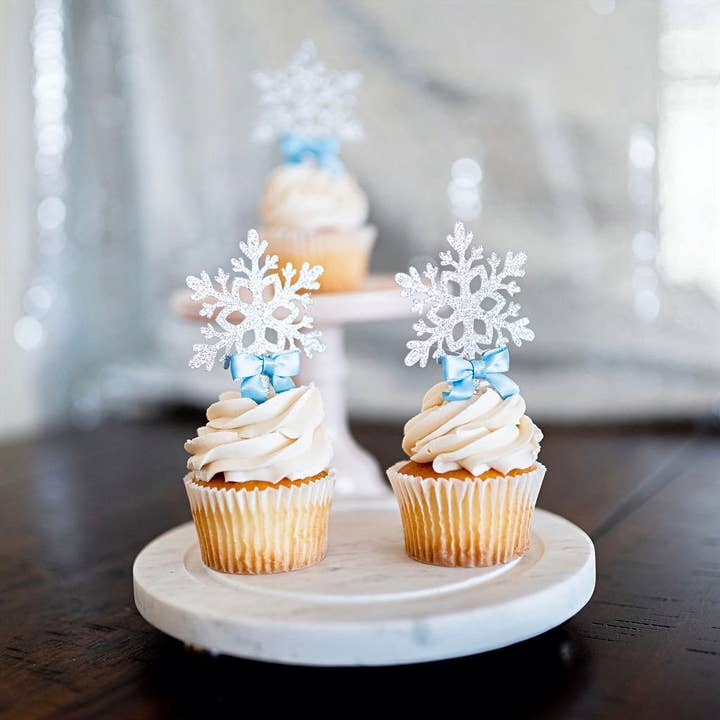 Snowflake Cupcake Toppers,Winter Wonderland Party Decorations,Snowflake Decorations,Winter Onederland First Birthday Decorations,SET OF 12 for wholesale by PoshSoiree