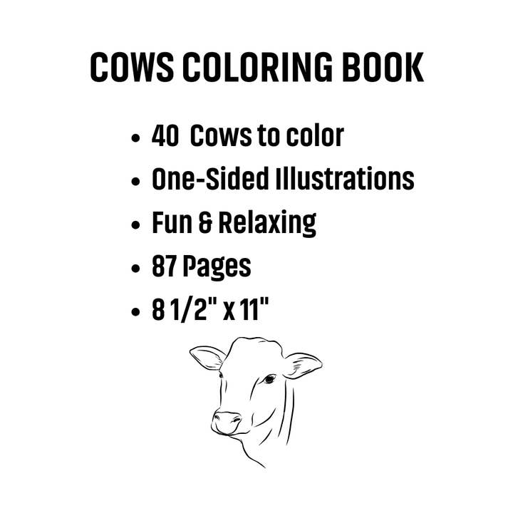 Larsen Falls Gifts and Publishing - Wholesale Coloring Book - Adult - Relaxing Cow Coloring Book for All Ages 42 Fun Cows to Color