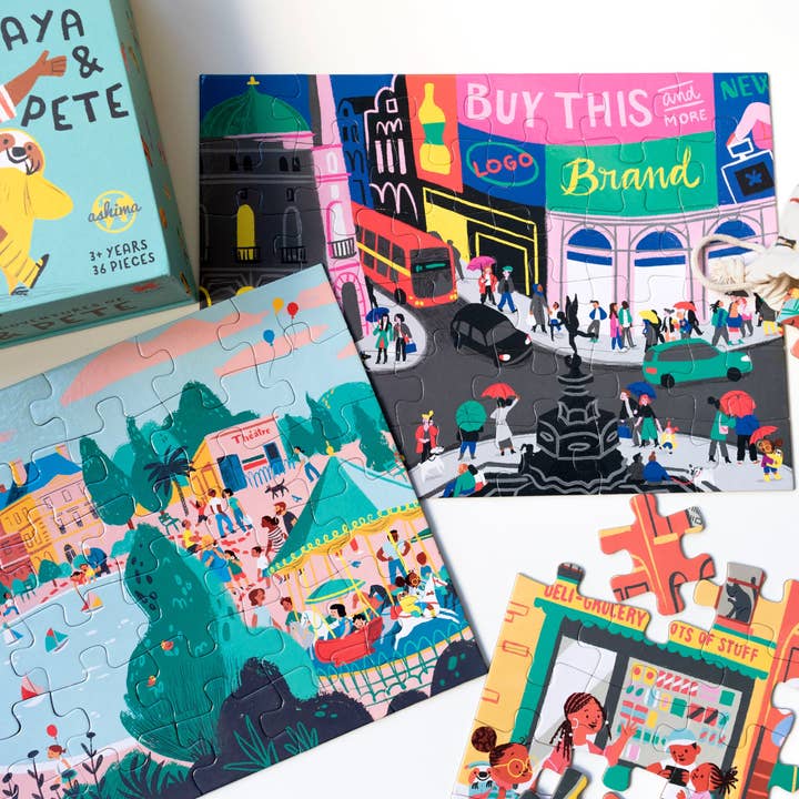 Aya & Pete - Wholesale Puzzle - Kids - Aya & Pete 3-City Jigsaw Puzzles