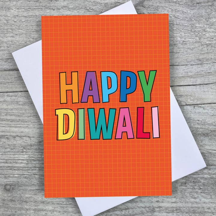 'Happy Diwali' A6 Fun Greeting Card for wholesale by Joanne de Pace Design Studio