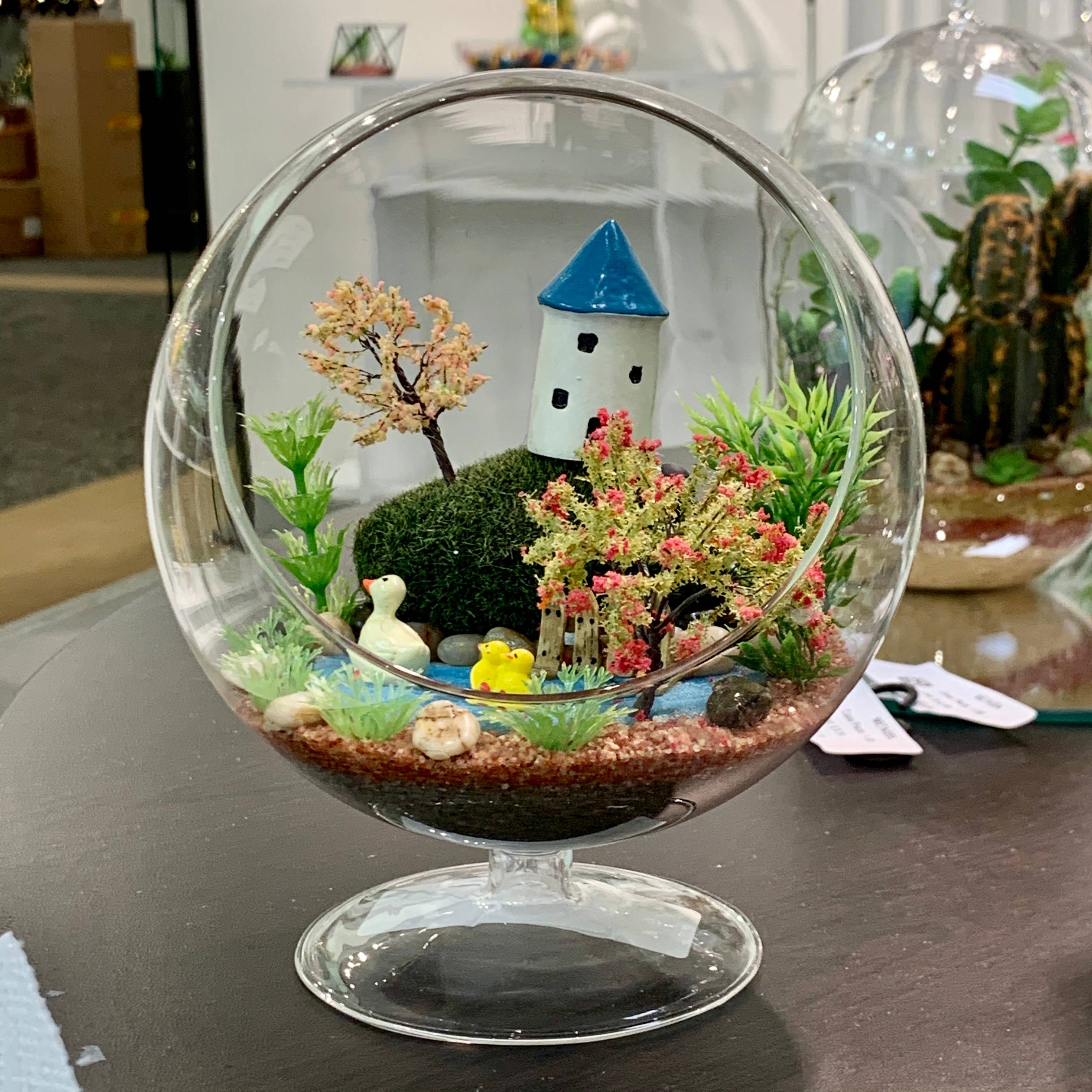 WGV International - Wholesale Terrarium - WGV Slant Bowl Terrarium On Stem - 6" x 7"H4