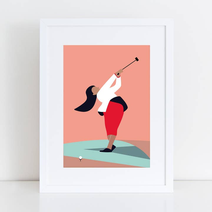 Art print GOLF, women's power, sport for wholesale by Margret Aurin
