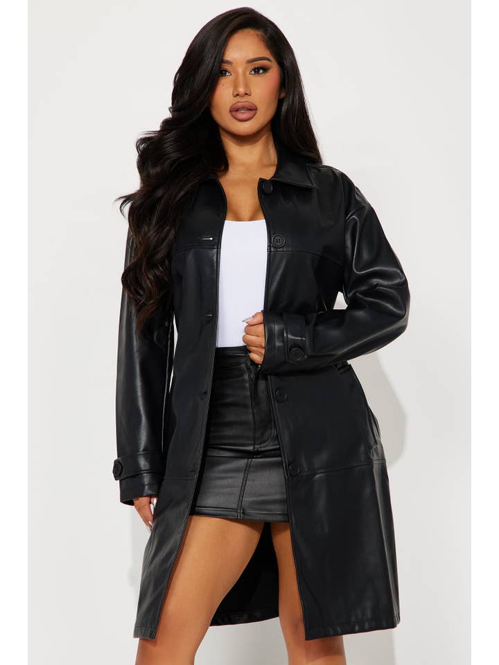 5besties inc - Wholesale Trench Coat - Women's - FAUX LEATHER TRENCH COAT3
