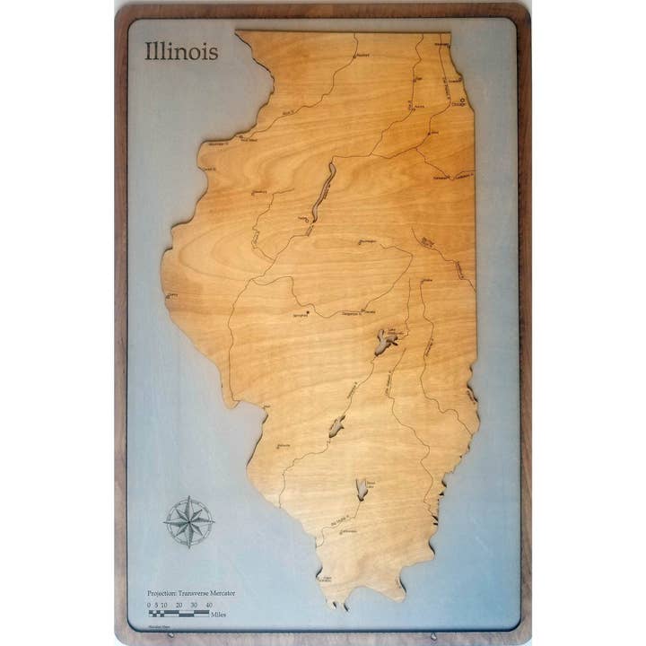 Mapa de Madeira de Illinois por atacado de Meridian Maps