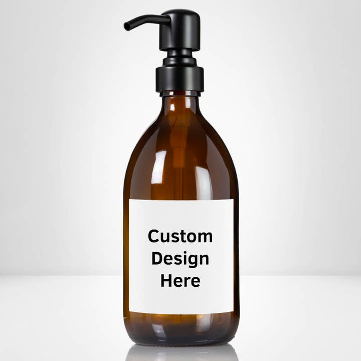 Fully Customizable Amber Glass Euro-Style Soap Dispenser for wholesale by Artanis Home