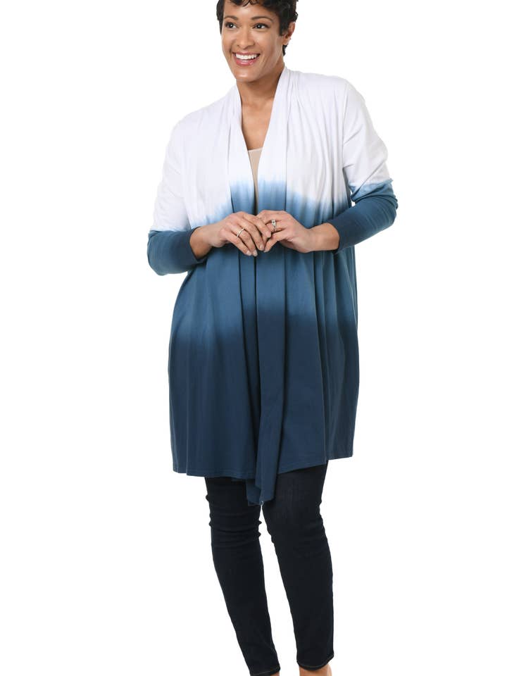 SDM433 Bessie Cardigan i ægte krikand Ombre for engroshandel hos Tulip Clothing